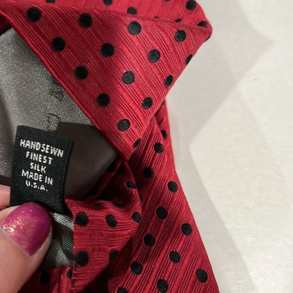 Robert Talbott Best of Class Red Tie with Black Dots - Picture 7 of 9